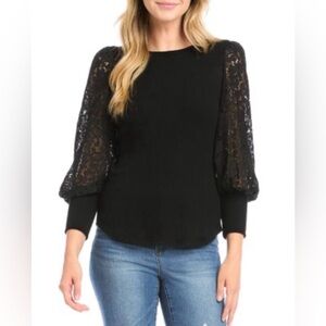 KAREN Kane Black Lace Sleeve Top, size L